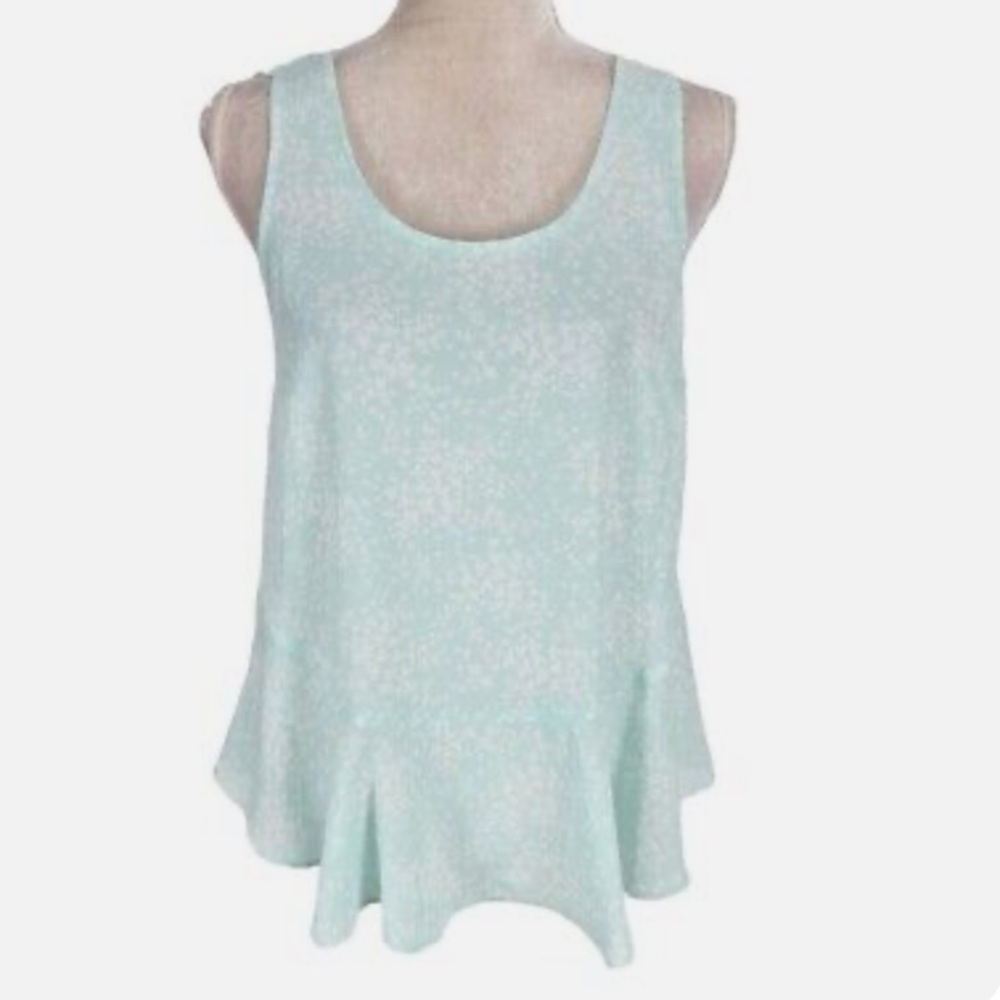 Vince Camuto Women's Mint Blue Ruffled Sleeveless Blouse
